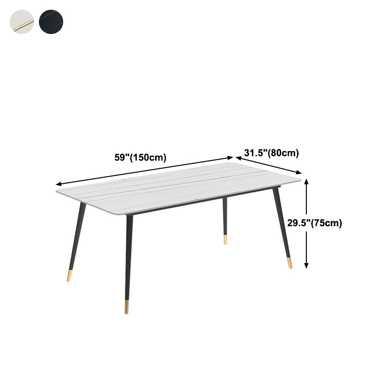 Stone Dining Table Contemporary Dining Table with 4 Black Legs Clearhalo ' dining_table' 'Dining Tables & Seating' 'Dining Tables' 'furn' 'furn_dining_table' 'Furniture' 'furniture_dining_table' 'Kitchen & Dining Furniture' 'kitchen&dining_furn' 'kitchen' 'kitchen_dining_table' 4693544