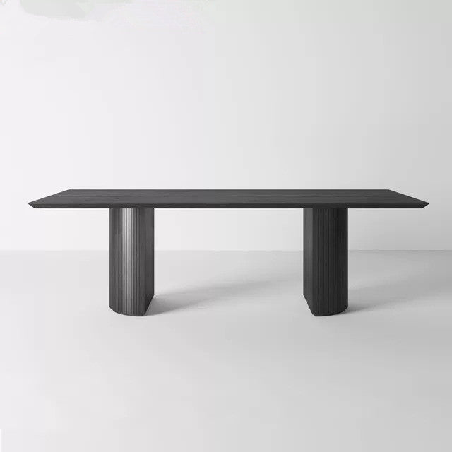 Modern Pine Wood Table for Restaurant Black Dining Table with Double Pedestal Rectangle 70.9"L x 31.5"W x 29.5"H Without Chairs Clearhalo ' dining_table' 'Dining Tables & Seating' 'Dining Tables' 'furn' 'furn_dining_table' 'Furniture' 'furniture_dining_table' 'Kitchen & Dining Furniture' 'kitchen&dining_furn' 'kitchen' 'kitchen_dining_table' 4693547