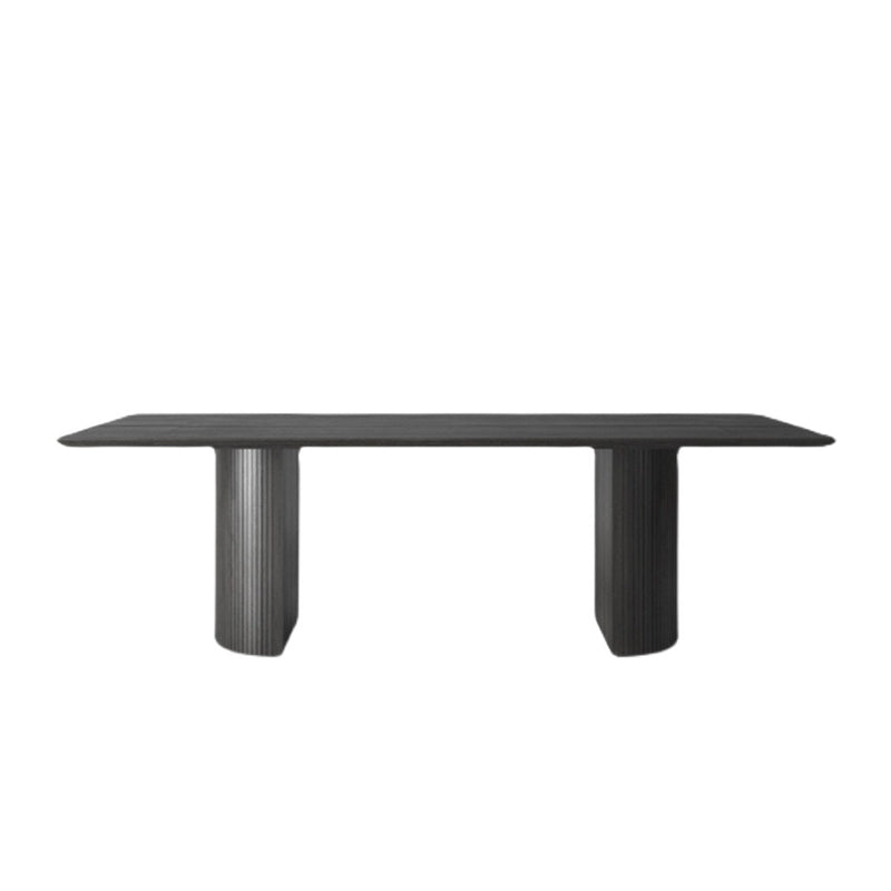 Modern Pine Wood Table for Restaurant Black Dining Table with Double Pedestal Rectangle Without Chairs Clearhalo ' dining_table' 'Dining Tables & Seating' 'Dining Tables' 'furn' 'furn_dining_table' 'Furniture' 'furniture_dining_table' 'Kitchen & Dining Furniture' 'kitchen&dining_furn' 'kitchen' 'kitchen_dining_table' 4693551