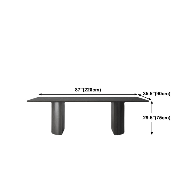 Modern Pine Wood Table for Restaurant Black Dining Table with Double Pedestal Clearhalo ' dining_table' 'Dining Tables & Seating' 'Dining Tables' 'furn' 'furn_dining_table' 'Furniture' 'furniture_dining_table' 'Kitchen & Dining Furniture' 'kitchen&dining_furn' 'kitchen' 'kitchen_dining_table' 4693563