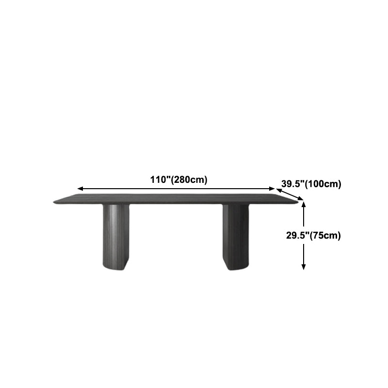 Modern Pine Wood Table for Restaurant Black Dining Table with Double Pedestal Clearhalo ' dining_table' 'Dining Tables & Seating' 'Dining Tables' 'furn' 'furn_dining_table' 'Furniture' 'furniture_dining_table' 'Kitchen & Dining Furniture' 'kitchen&dining_furn' 'kitchen' 'kitchen_dining_table' 4693569