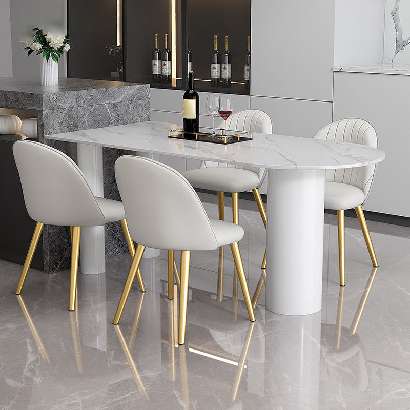 Modern Sintered Stone Dining Table 4 Legs Dining Table for Dining Room White 94.5"L x 35.4"W x 29.5"H Without Chairs Clearhalo ' dining_table' 'Dining Tables & Seating' 'Dining Tables' 'furn' 'furn_dining_table' 'Furniture' 'furniture_dining_table' 'Kitchen & Dining Furniture' 'kitchen&dining_furn' 'kitchen' 'kitchen_dining_table' 4693577