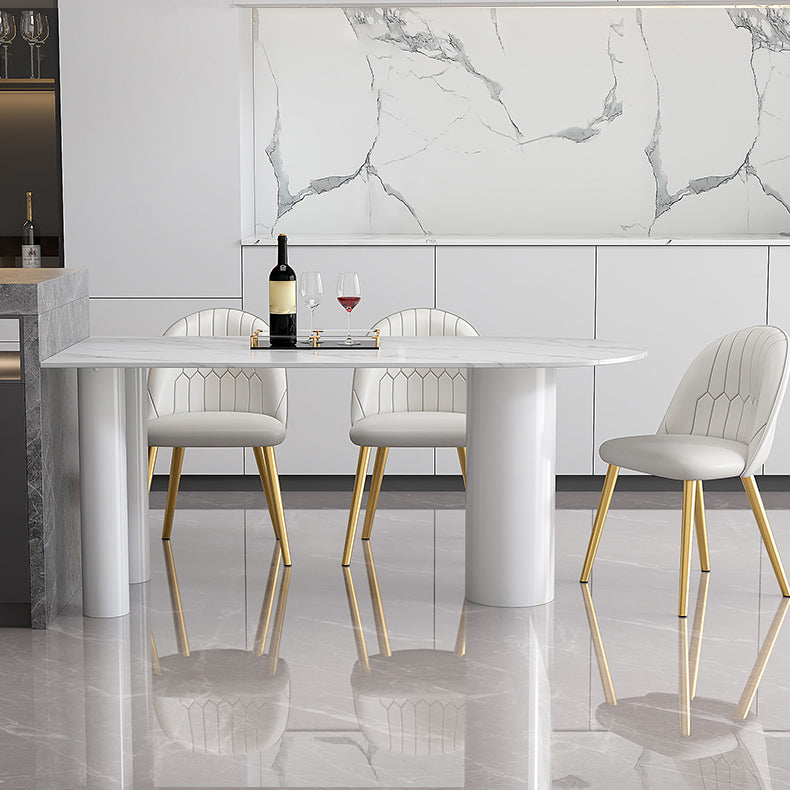Modern Sintered Stone Dining Table 4 Legs Dining Table for Dining Room White 78.7"L x 31.5"W x 29.5"H Without Chairs Clearhalo ' dining_table' 'Dining Tables & Seating' 'Dining Tables' 'furn' 'furn_dining_table' 'Furniture' 'furniture_dining_table' 'Kitchen & Dining Furniture' 'kitchen&dining_furn' 'kitchen' 'kitchen_dining_table' 4693578