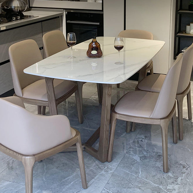 Home Dinner Room Kitchen Table Traditional Luxury Stone and Wood Dining Site Table White 47.2"L x 31.5"W x 29.5"H Without Chairs Clearhalo ' dining_table' 'Dining Tables & Seating' 'Dining Tables' 'furn' 'furn_dining_table' 'Furniture' 'furniture_dining_table' 'Kitchen & Dining Furniture' 'kitchen&dining_furn' 'kitchen' 'kitchen_dining_table' 4693595