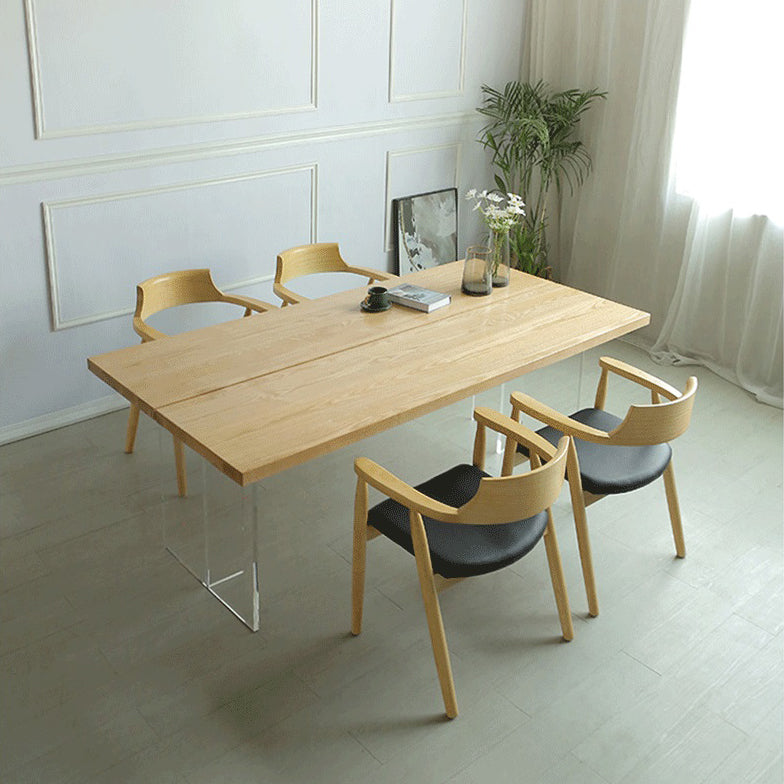 Contemporary Rectangle Wood Standard Height Table Double Pedestal Dining Table Clearhalo ' dining_table' 'Dining Tables & Seating' 'Dining Tables' 'furn' 'furn_dining_table' 'Furniture' 'furniture_dining_table' 'Kitchen & Dining Furniture' 'kitchen&dining_furn' 'kitchen' 'kitchen_dining_table' 4693646