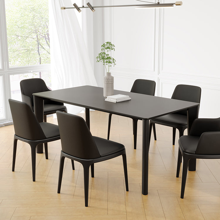 Sintered Stone Top Modern Black Table for Restaurant Rectangle Dining Table with 4 Legs 55.1"L x 31.5"W x 29.5"H Without Chairs Clearhalo ' dining_table' 'Dining Tables & Seating' 'Dining Tables' 'furn' 'furn_dining_table' 'Furniture' 'furniture_dining_table' 'Kitchen & Dining Furniture' 'kitchen&dining_furn' 'kitchen' 'kitchen_dining_table' 4693669