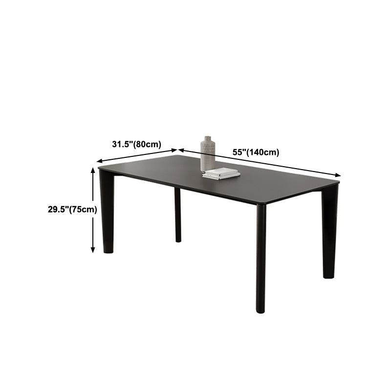 Sintered Stone Top Modern Black Table for Restaurant Rectangle Dining Table with 4 Legs Clearhalo ' dining_table' 'Dining Tables & Seating' 'Dining Tables' 'furn' 'furn_dining_table' 'Furniture' 'furniture_dining_table' 'Kitchen & Dining Furniture' 'kitchen&dining_furn' 'kitchen' 'kitchen_dining_table' 4693682