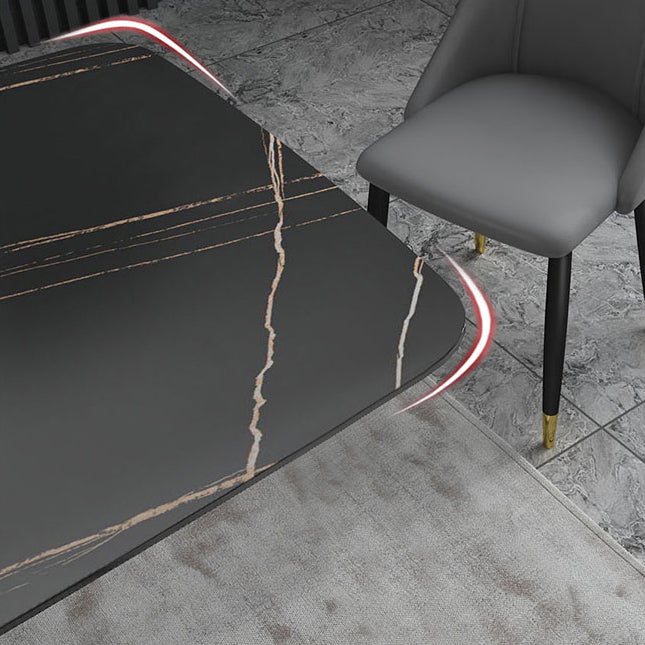 Rectangle Sintered Stone Top Dining Table Luxury Table with Pedestal Base Clearhalo ' dining_table' 'Dining Tables & Seating' 'Dining Tables' 'furn' 'furn_dining_table' 'Furniture' 'furniture_dining_table' 'Kitchen & Dining Furniture' 'kitchen&dining_furn' 'kitchen' 'kitchen_dining_table' 4693700