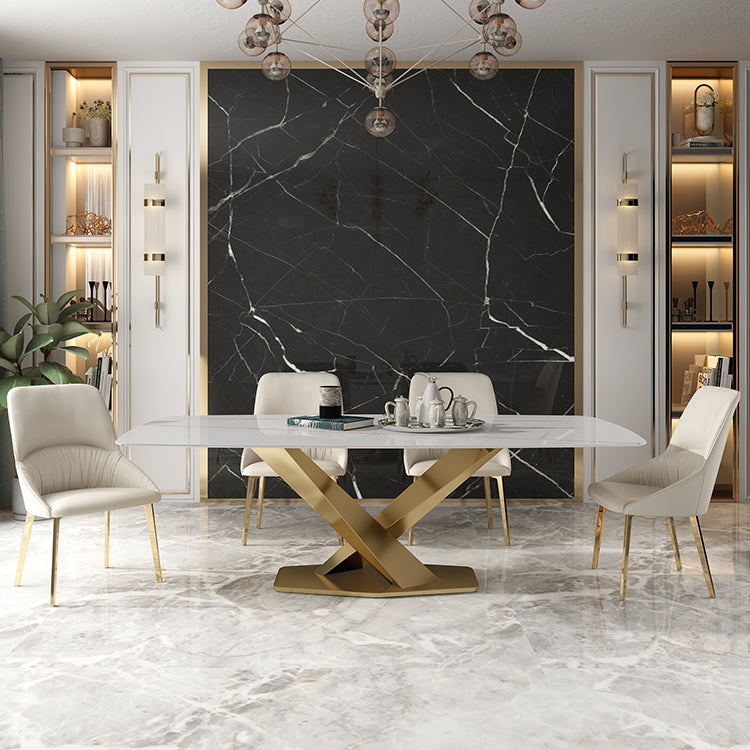 Rectangle Sintered Stone Top Dining Table Luxury Table with Pedestal Base Clearhalo ' dining_table' 'Dining Tables & Seating' 'Dining Tables' 'furn' 'furn_dining_table' 'Furniture' 'furniture_dining_table' 'Kitchen & Dining Furniture' 'kitchen&dining_furn' 'kitchen' 'kitchen_dining_table' 4693702