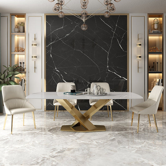 Rectangle Sintered Stone Top Dining Table Luxury Table with Pedestal Base Clearhalo ' dining_table' 'Dining Tables & Seating' 'Dining Tables' 'furn' 'furn_dining_table' 'Furniture' 'furniture_dining_table' 'Kitchen & Dining Furniture' 'kitchen&dining_furn' 'kitchen' 'kitchen_dining_table' 4693702