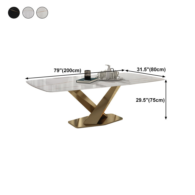 Rectangle Sintered Stone Top Dining Table Luxury Table with Pedestal Base Clearhalo ' dining_table' 'Dining Tables & Seating' 'Dining Tables' 'furn' 'furn_dining_table' 'Furniture' 'furniture_dining_table' 'Kitchen & Dining Furniture' 'kitchen&dining_furn' 'kitchen' 'kitchen_dining_table' 4693708