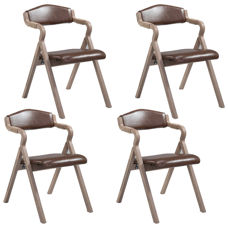 Farmhouse Upholstered Folding Arm Chair Matte Finish Open Dining Chair Light Brown Set of 4 Clearhalo ' kitchen&dining_furn' 'Dining Chairs' 'Dining Tables & Seating' 'dining_chair' 'Furniture' 'furniture_dining_chair' 'Kitchen & Dining Furniture' 'kitchen' 4693726