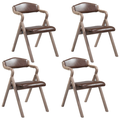 Farmhouse Upholstered Folding Arm Chair Matte Finish Open Dining Chair Light Brown Set of 4 Clearhalo ' kitchen&dining_furn' 'Dining Chairs' 'Dining Tables & Seating' 'dining_chair' 'Furniture' 'furniture_dining_chair' 'Kitchen & Dining Furniture' 'kitchen' 4693726