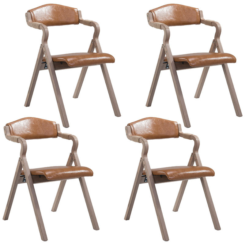 Farmhouse Upholstered Folding Arm Chair Matte Finish Open Dining Chair Orange Set of 4 Clearhalo ' kitchen&dining_furn' 'Dining Chairs' 'Dining Tables & Seating' 'dining_chair' 'Furniture' 'furniture_dining_chair' 'Kitchen & Dining Furniture' 'kitchen' 4693729