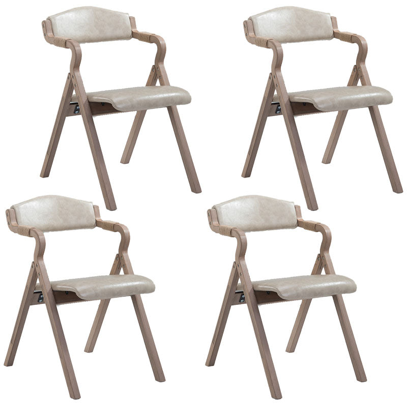 Farmhouse Upholstered Folding Arm Chair Matte Finish Open Dining Chair Off-White Set of 4 Clearhalo ' kitchen&dining_furn' 'Dining Chairs' 'Dining Tables & Seating' 'dining_chair' 'Furniture' 'furniture_dining_chair' 'Kitchen & Dining Furniture' 'kitchen' 4693731