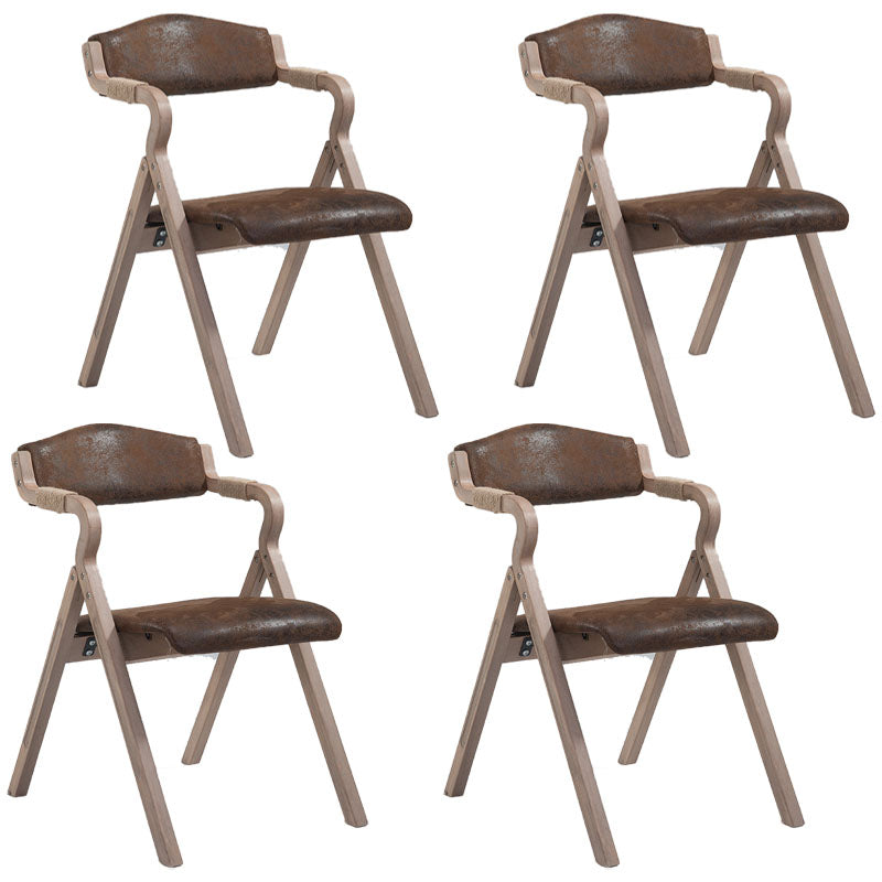 Farmhouse Upholstered Folding Arm Chair Matte Finish Open Dining Chair Brown Set of 4 Clearhalo ' kitchen&dining_furn' 'Dining Chairs' 'Dining Tables & Seating' 'dining_chair' 'Furniture' 'furniture_dining_chair' 'Kitchen & Dining Furniture' 'kitchen' 4693733