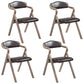 Farmhouse Upholstered Folding Arm Chair Matte Finish Open Dining Chair Dark Coffee Set of 4 Clearhalo ' kitchen&dining_furn' 'Dining Chairs' 'Dining Tables & Seating' 'dining_chair' 'Furniture' 'furniture_dining_chair' 'Kitchen & Dining Furniture' 'kitchen' 4693735