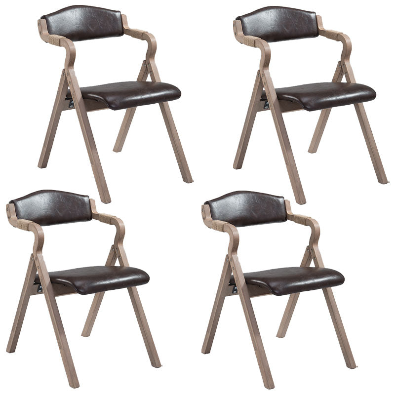 Farmhouse Upholstered Folding Arm Chair Matte Finish Open Dining Chair Dark Coffee Set of 4 Clearhalo ' kitchen&dining_furn' 'Dining Chairs' 'Dining Tables & Seating' 'dining_chair' 'Furniture' 'furniture_dining_chair' 'Kitchen & Dining Furniture' 'kitchen' 4693735