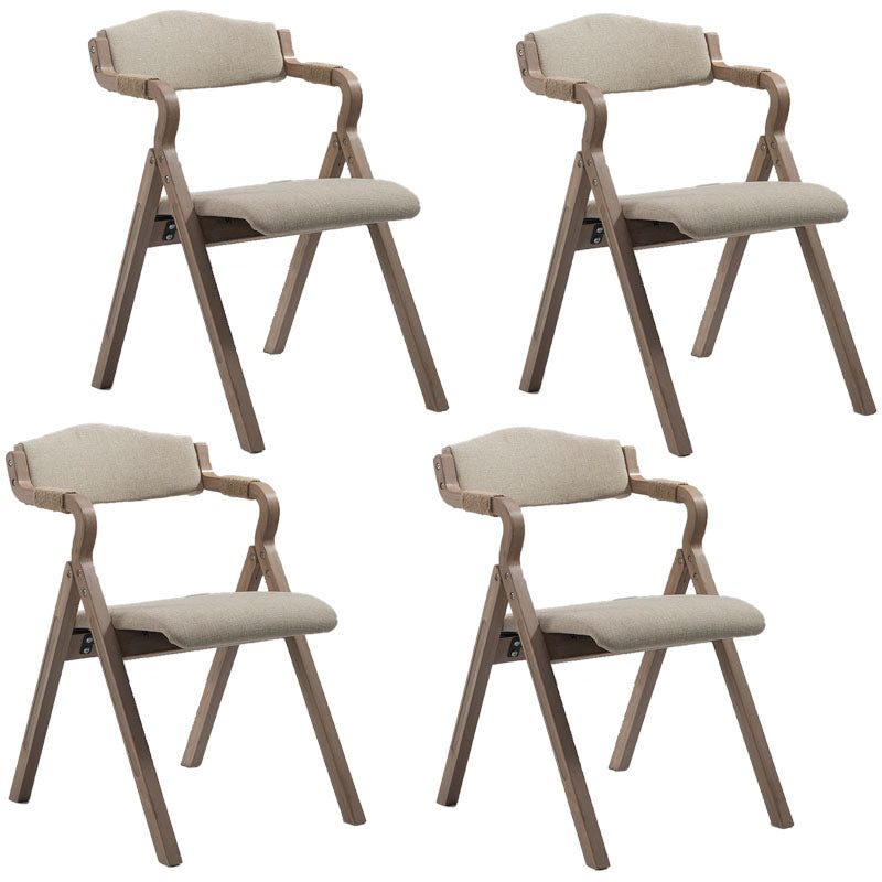 Farmhouse Upholstered Folding Arm Chair Matte Finish Open Dining Chair Beige Set of 4 Clearhalo ' kitchen&dining_furn' 'Dining Chairs' 'Dining Tables & Seating' 'dining_chair' 'Furniture' 'furniture_dining_chair' 'Kitchen & Dining Furniture' 'kitchen' 4693740