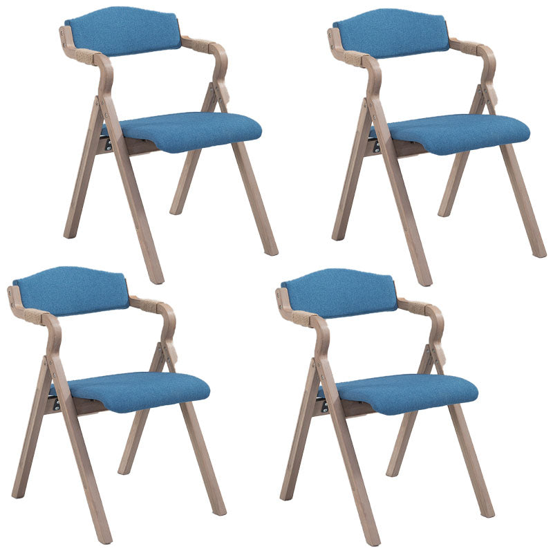 Farmhouse Upholstered Folding Arm Chair Matte Finish Open Dining Chair Ocean Blue Set of 4 Clearhalo ' kitchen&dining_furn' 'Dining Chairs' 'Dining Tables & Seating' 'dining_chair' 'Furniture' 'furniture_dining_chair' 'Kitchen & Dining Furniture' 'kitchen' 4693744