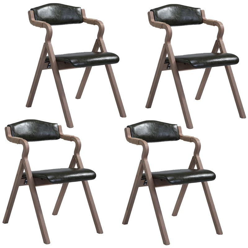 Farmhouse Upholstered Folding Arm Chair Matte Finish Open Dining Chair Blackish Green Set of 4 Clearhalo ' kitchen&dining_furn' 'Dining Chairs' 'Dining Tables & Seating' 'dining_chair' 'Furniture' 'furniture_dining_chair' 'Kitchen & Dining Furniture' 'kitchen' 4693747