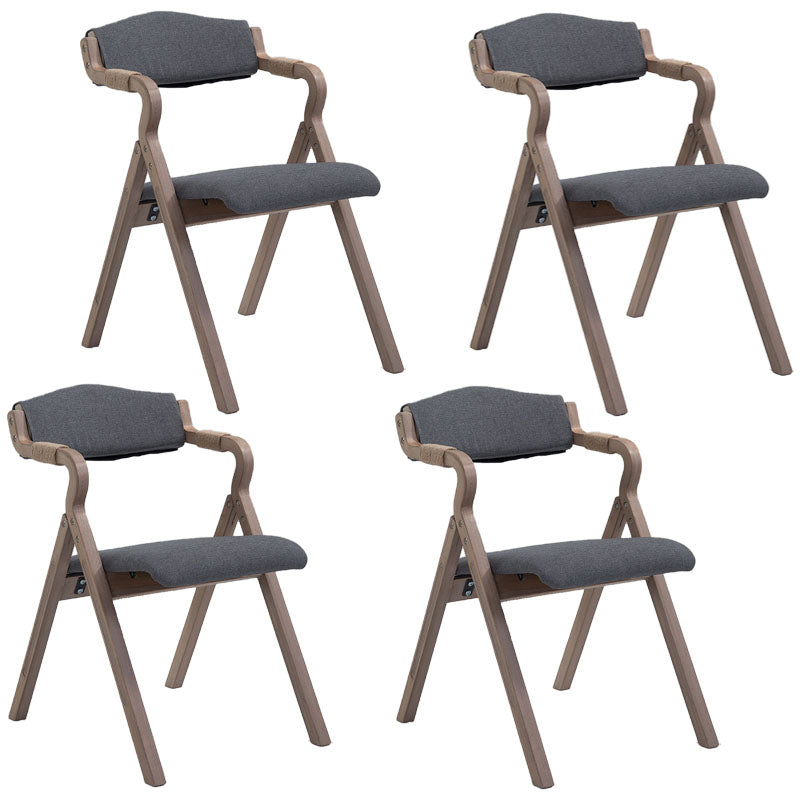 Farmhouse Upholstered Folding Arm Chair Matte Finish Open Dining Chair Grey Set of 4 Clearhalo ' kitchen&dining_furn' 'Dining Chairs' 'Dining Tables & Seating' 'dining_chair' 'Furniture' 'furniture_dining_chair' 'Kitchen & Dining Furniture' 'kitchen' 4693749
