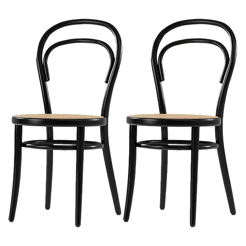 Traditional Wood Dining Kitchen Room Chair Windsor Back Side Chair Black Wicker & Rattan 2 Piece Set Clearhalo ' kitchen&dining_furn' 'Dining Chairs' 'Dining Tables & Seating' 'dining_chair' 'furn' 'furn_dining_chair' 'Furniture' 'furniture_dining_chair' 'Kitchen & Dining Furniture' 'kitchen' 4693782