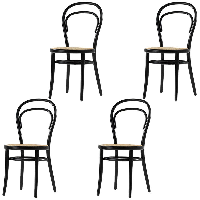 Traditional Wood Dining Kitchen Room Chair Windsor Back Side Chair Black Wicker & Rattan 4 Piece Set Clearhalo ' kitchen&dining_furn' 'Dining Chairs' 'Dining Tables & Seating' 'dining_chair' 'furn' 'furn_dining_chair' 'Furniture' 'furniture_dining_chair' 'Kitchen & Dining Furniture' 'kitchen' 4693783