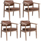 Farmhouse Rubberwood Open Arm Chair Leather Matte Finish Dining Chair Light Brown Gray Set of 4 Clearhalo ' kitchen&dining_furn' 'Dining Chairs' 'Dining Tables & Seating' 'dining_chair' 'Furniture' 'furniture_dining_chair' 'Kitchen & Dining Furniture' 'kitchen' 4693787