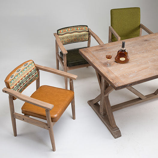 Farmhouse Rubberwood Open Arm Chair Leather Matte Finish Dining Chair Clearhalo ' kitchen&dining_furn' 'Dining Chairs' 'Dining Tables & Seating' 'dining_chair' 'Furniture' 'furniture_dining_chair' 'Kitchen & Dining Furniture' 'kitchen' 4693788