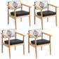 Farmhouse Rubberwood Open Arm Chair Leather Matte Finish Dining Chair Matte Black Natural Wood Set of 4 Clearhalo ' kitchen&dining_furn' 'Dining Chairs' 'Dining Tables & Seating' 'dining_chair' 'Furniture' 'furniture_dining_chair' 'Kitchen & Dining Furniture' 'kitchen' 4693792