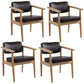 Farmhouse Rubberwood Open Arm Chair Leather Matte Finish Dining Chair Dark Coffee Natural Wood Set of 4 Clearhalo ' kitchen&dining_furn' 'Dining Chairs' 'Dining Tables & Seating' 'dining_chair' 'Furniture' 'furniture_dining_chair' 'Kitchen & Dining Furniture' 'kitchen' 4693793
