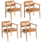 Farmhouse Rubberwood Open Arm Chair Leather Matte Finish Dining Chair Orange Natural Wood Set of 4 Clearhalo ' kitchen&dining_furn' 'Dining Chairs' 'Dining Tables & Seating' 'dining_chair' 'Furniture' 'furniture_dining_chair' 'Kitchen & Dining Furniture' 'kitchen' 4693798