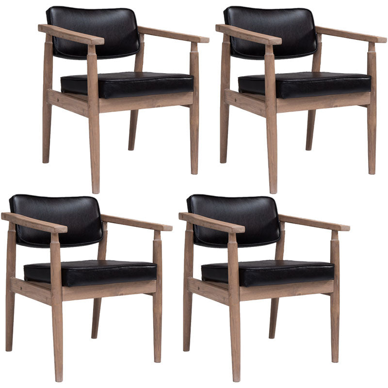 Farmhouse Rubberwood Open Arm Chair Leather Matte Finish Dining Chair Black Gray Set of 4 Clearhalo ' kitchen&dining_furn' 'Dining Chairs' 'Dining Tables & Seating' 'dining_chair' 'Furniture' 'furniture_dining_chair' 'Kitchen & Dining Furniture' 'kitchen' 4693802