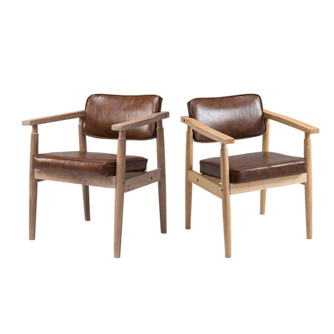 Farmhouse Rubberwood Open Arm Chair Leather Matte Finish Dining Chair Clearhalo ' kitchen&dining_furn' 'Dining Chairs' 'Dining Tables & Seating' 'dining_chair' 'Furniture' 'furniture_dining_chair' 'Kitchen & Dining Furniture' 'kitchen' 4693803