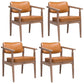 Farmhouse Rubberwood Open Arm Chair Leather Matte Finish Dining Chair Orange Gray Set of 4 Clearhalo ' kitchen&dining_furn' 'Dining Chairs' 'Dining Tables & Seating' 'dining_chair' 'Furniture' 'furniture_dining_chair' 'Kitchen & Dining Furniture' 'kitchen' 4693806