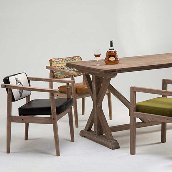 Farmhouse Rubberwood Open Arm Chair Leather Matte Finish Dining Chair Clearhalo ' kitchen&dining_furn' 'Dining Chairs' 'Dining Tables & Seating' 'dining_chair' 'Furniture' 'furniture_dining_chair' 'Kitchen & Dining Furniture' 'kitchen' 4693807