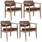 Farmhouse Rubberwood Open Arm Chair Leather Matte Finish Dining Chair Brown Gray Set of 4 Clearhalo ' kitchen&dining_furn' 'Dining Chairs' 'Dining Tables & Seating' 'dining_chair' 'Furniture' 'furniture_dining_chair' 'Kitchen & Dining Furniture' 'kitchen' 4693812