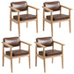 Farmhouse Rubberwood Open Arm Chair Leather Matte Finish Dining Chair Light Brown Natural Wood Set of 4 Clearhalo ' kitchen&dining_furn' 'Dining Chairs' 'Dining Tables & Seating' 'dining_chair' 'Furniture' 'furniture_dining_chair' 'Kitchen & Dining Furniture' 'kitchen' 4693813
