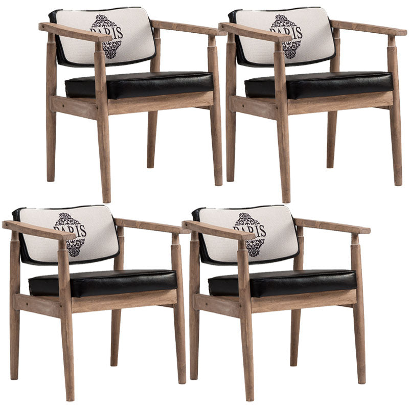 Farmhouse Rubberwood Open Arm Chair Leather Matte Finish Dining Chair Matte Black Gray Set of 4 Clearhalo ' kitchen&dining_furn' 'Dining Chairs' 'Dining Tables & Seating' 'dining_chair' 'Furniture' 'furniture_dining_chair' 'Kitchen & Dining Furniture' 'kitchen' 4693815