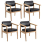 Farmhouse Rubberwood Open Arm Chair Leather Matte Finish Dining Chair Black Natural Wood Set of 4 Clearhalo ' kitchen&dining_furn' 'Dining Chairs' 'Dining Tables & Seating' 'dining_chair' 'Furniture' 'furniture_dining_chair' 'Kitchen & Dining Furniture' 'kitchen' 4693816