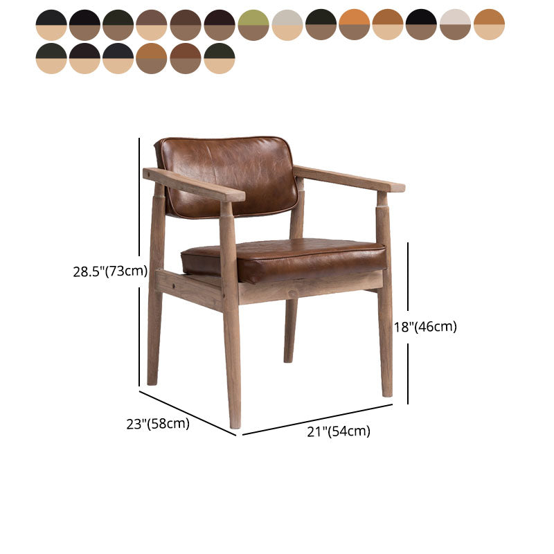 Farmhouse Rubberwood Open Arm Chair Leather Matte Finish Dining Chair Clearhalo ' kitchen&dining_furn' 'Dining Chairs' 'Dining Tables & Seating' 'dining_chair' 'Furniture' 'furniture_dining_chair' 'Kitchen & Dining Furniture' 'kitchen' 4693817