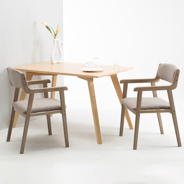 Farmhouse Rubberwood Upholstered Arm Chair Open Matte Finish Dining Chair Clearhalo ' kitchen&dining_furn' 'Dining Chairs' 'Dining Tables & Seating' 'dining_chair' 'furn' 'furn_dining_chair' 'Furniture' 'furniture_dining_chair' 'Kitchen & Dining Furniture' 'kitchen' 4693837