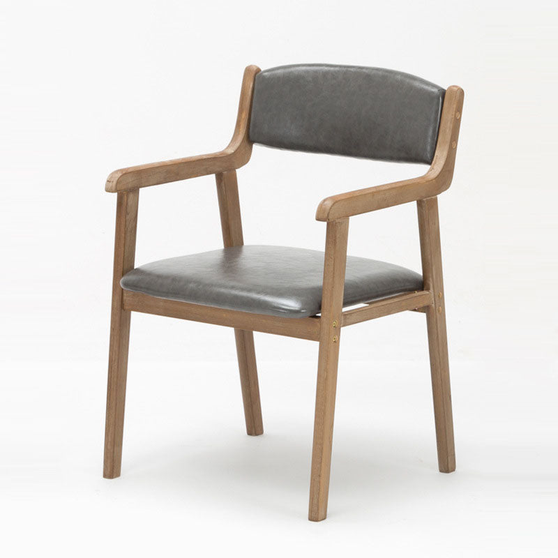 Farmhouse Rubberwood Upholstered Arm Chair Open Matte Finish Dining Chair Smoke Gray 1 Piece Clearhalo ' kitchen&dining_furn' 'Dining Chairs' 'Dining Tables & Seating' 'dining_chair' 'furn' 'furn_dining_chair' 'Furniture' 'furniture_dining_chair' 'Kitchen & Dining Furniture' 'kitchen' 4693839