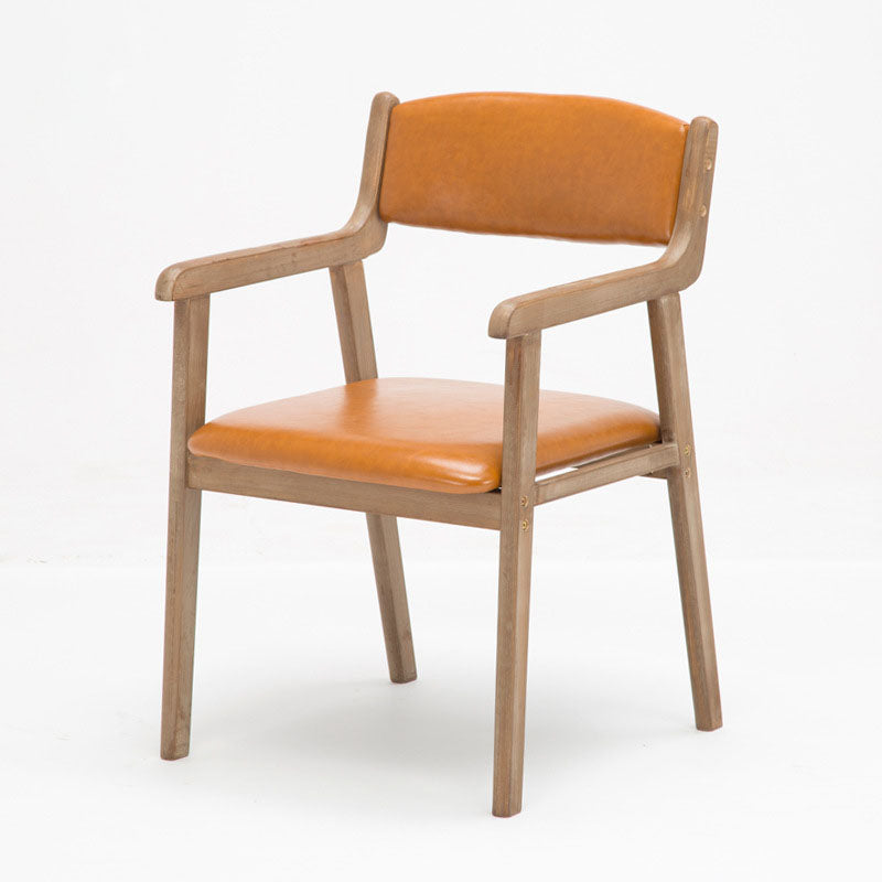 Farmhouse Rubberwood Upholstered Arm Chair Open Matte Finish Dining Chair Orange 1 Piece Clearhalo ' kitchen&dining_furn' 'Dining Chairs' 'Dining Tables & Seating' 'dining_chair' 'furn' 'furn_dining_chair' 'Furniture' 'furniture_dining_chair' 'Kitchen & Dining Furniture' 'kitchen' 4693843
