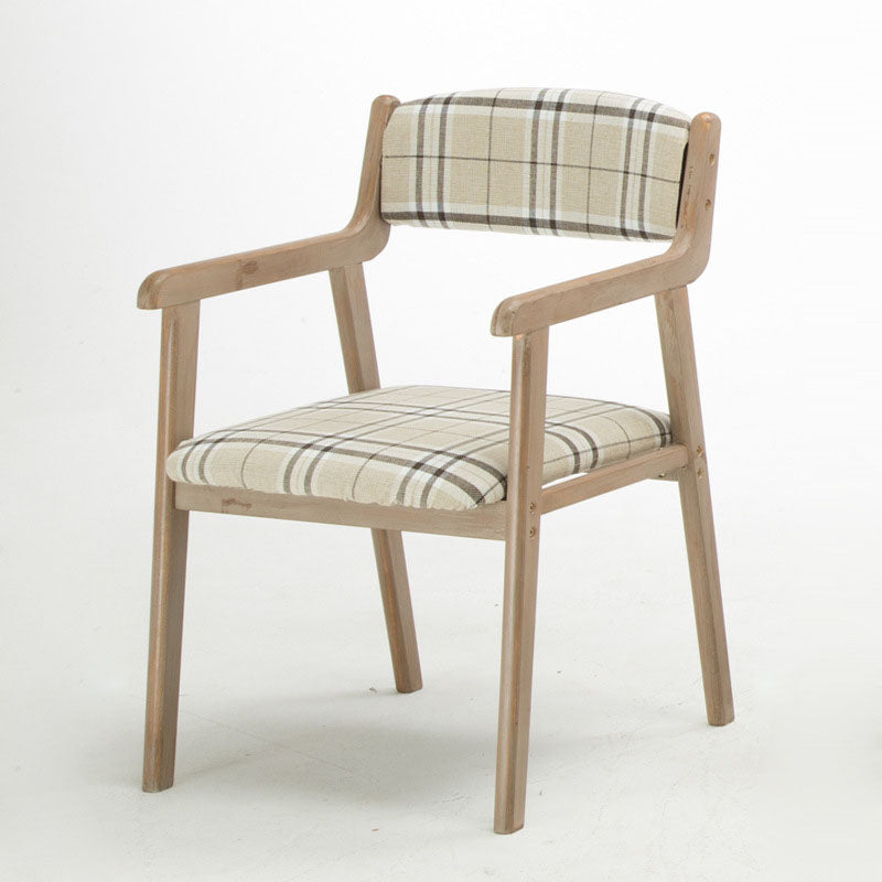 Farmhouse Rubberwood Upholstered Arm Chair Open Matte Finish Dining Chair Cream Gray 1 Piece Clearhalo ' kitchen&dining_furn' 'Dining Chairs' 'Dining Tables & Seating' 'dining_chair' 'furn' 'furn_dining_chair' 'Furniture' 'furniture_dining_chair' 'Kitchen & Dining Furniture' 'kitchen' 4693854