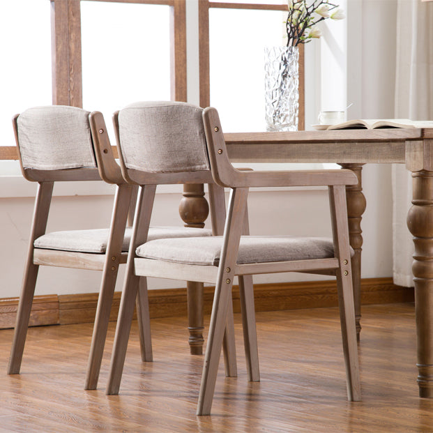 Farmhouse Rubberwood Upholstered Arm Chair Open Matte Finish Dining Chair Clearhalo ' kitchen&dining_furn' 'Dining Chairs' 'Dining Tables & Seating' 'dining_chair' 'furn' 'furn_dining_chair' 'Furniture' 'furniture_dining_chair' 'Kitchen & Dining Furniture' 'kitchen' 4693856