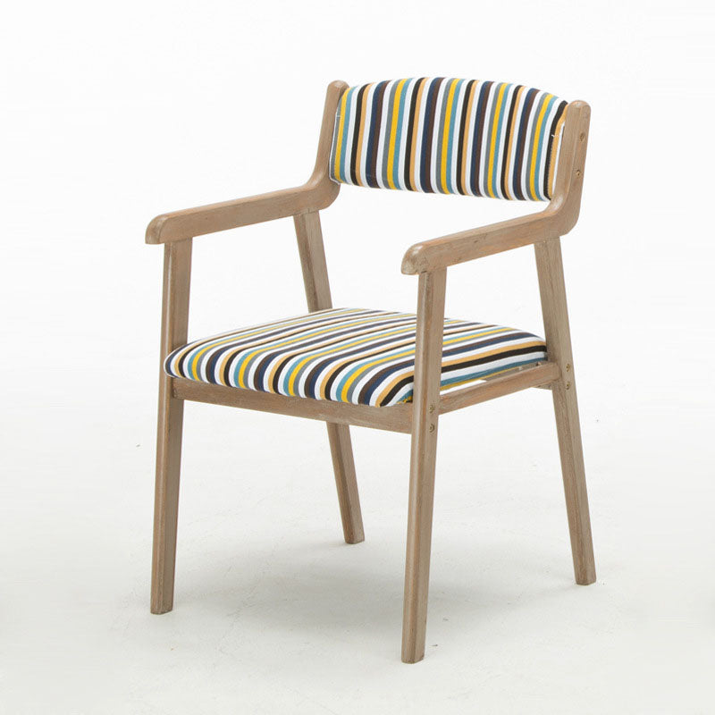 Farmhouse Rubberwood Upholstered Arm Chair Open Matte Finish Dining Chair Black-Blue-Yellow 1 Piece Clearhalo ' kitchen&dining_furn' 'Dining Chairs' 'Dining Tables & Seating' 'dining_chair' 'furn' 'furn_dining_chair' 'Furniture' 'furniture_dining_chair' 'Kitchen & Dining Furniture' 'kitchen' 4693859