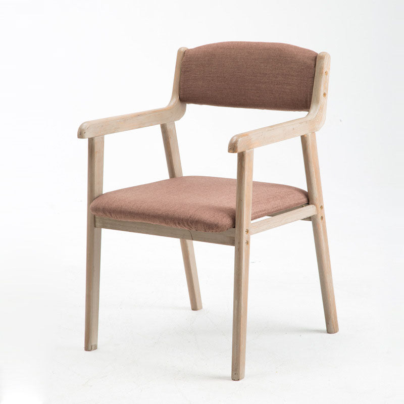 Farmhouse Rubberwood Upholstered Arm Chair Open Matte Finish Dining Chair Khaki-Red 1 Piece Clearhalo ' kitchen&dining_furn' 'Dining Chairs' 'Dining Tables & Seating' 'dining_chair' 'furn' 'furn_dining_chair' 'Furniture' 'furniture_dining_chair' 'Kitchen & Dining Furniture' 'kitchen' 4693866