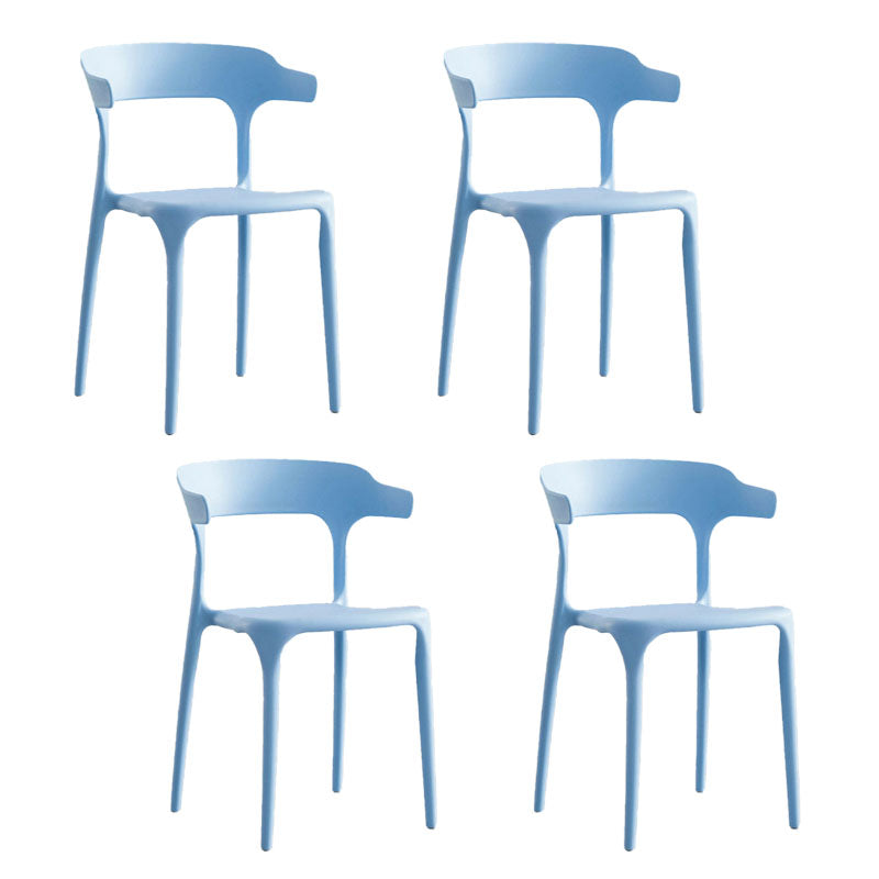 Modern Style Stackable Chair Dining Armless Open Back Chairs with Plastic Legs for Kitchen Light Blue 4 Piece Set Clearhalo ' kitchen&dining_furn' 'Dining Chairs' 'Dining Tables & Seating' 'dining_chair' 'furn' 'furn_dining_chair' 'Furniture' 'furniture_dining_chair' 'Kitchen & Dining Furniture' 'kitchen' 4693894